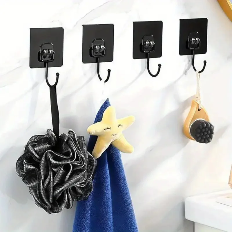 12pcs Self Adhesive Wall Hooks, Easy Install No Trace Strong Sticky Casual Style, Wall Mount Utility Hooks for Kitchen Bathroom