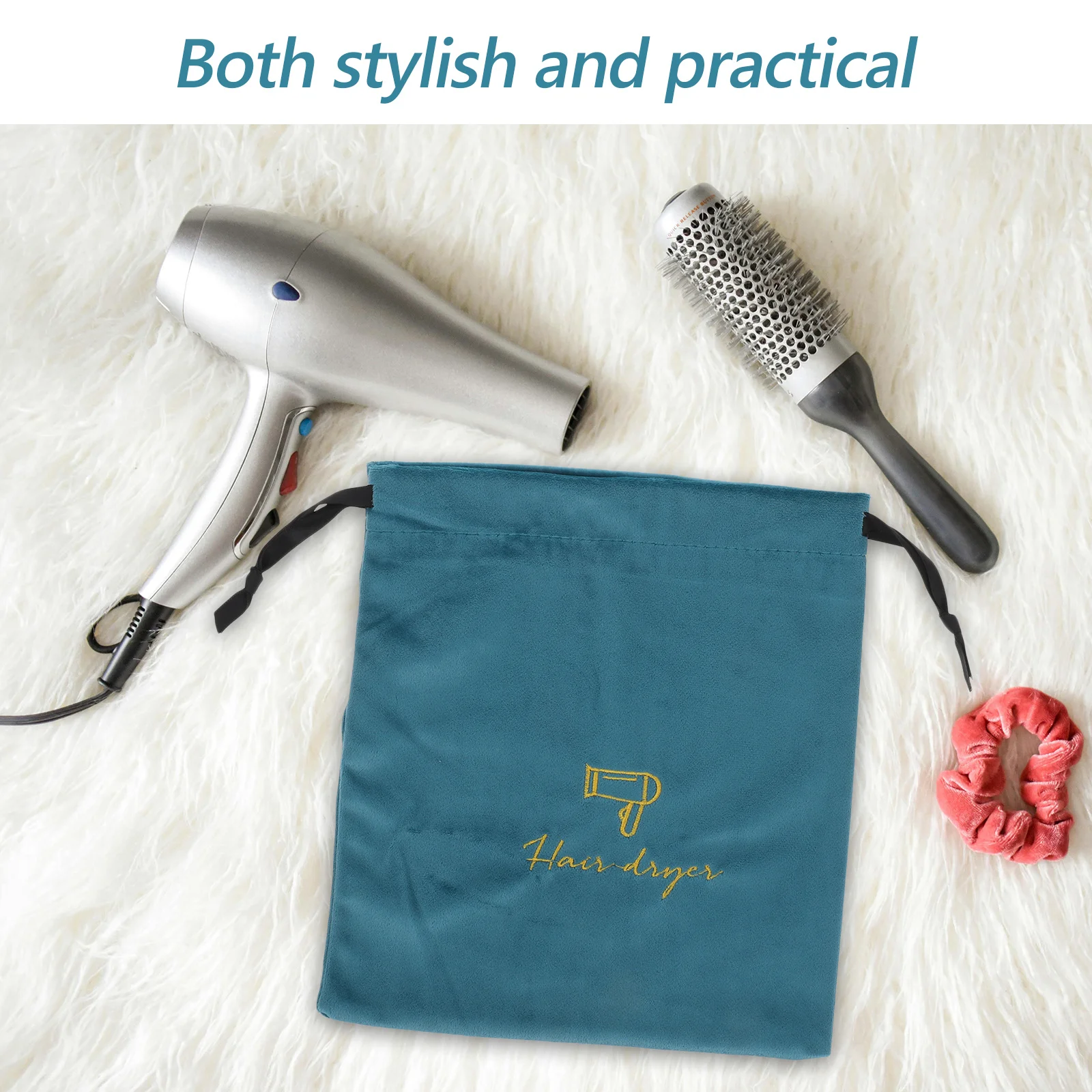 

Hair Dryer Pouch Drawstring Foldable Storage Bag Minimalist Design Hair Tool Organizer Protective Travel Blow Dryer Case