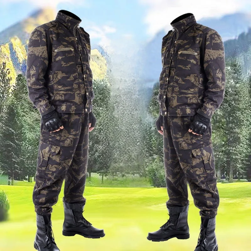 Thiened Camouflage Workwear Set for Men And Women Outdoor Wear Resistant Labor Protection Clothes Autumn Spring Constructio...