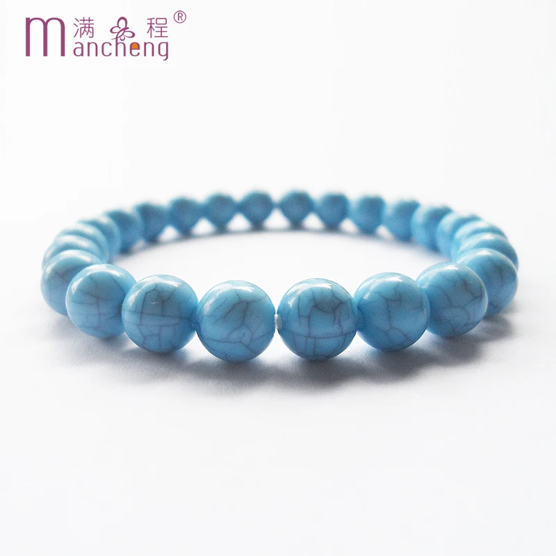 

official-website по 1 грн все аниме браслеты на руку Blue Turquoise Beads Acrylic цепочка Bracelet Браслеты Men Women Набор