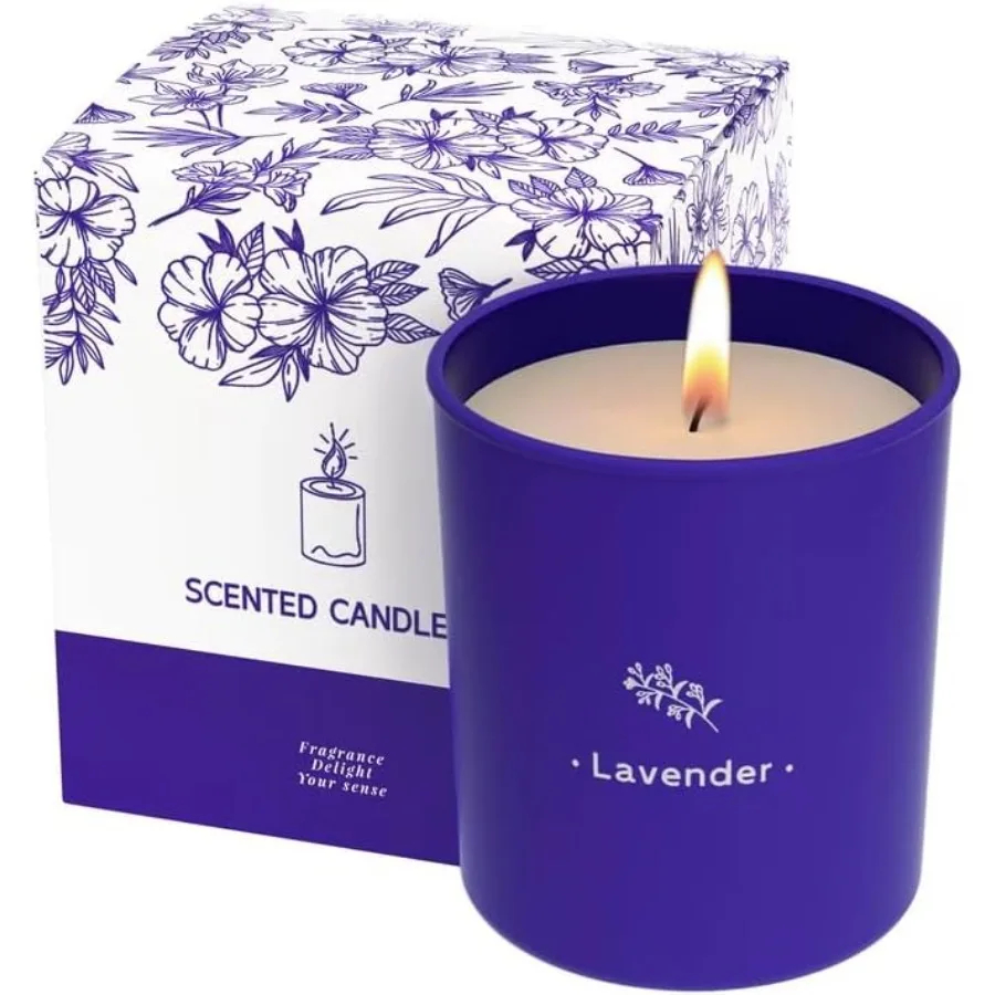 Lavender Scented Candles for Home Ambiance 8 oz Purple Jar Soy Wax Candles with 45Hour LongLasting Burn Perfect Gift for Women