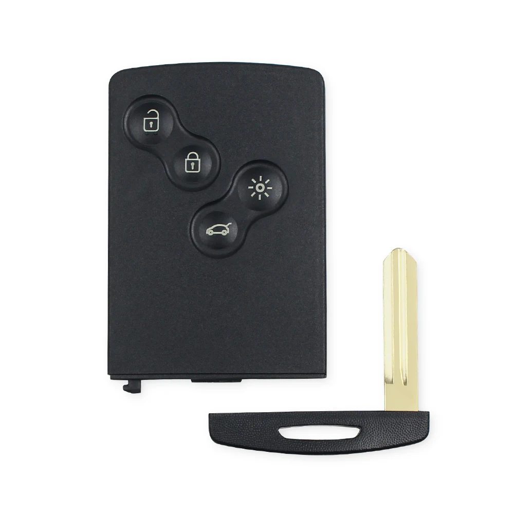 KEYYOU 1PCS Key Shell 4 Buttons For Renault Laguna Koleos Megane Fob Remote Smart Card Key Case WIth Insert Small Key Blade