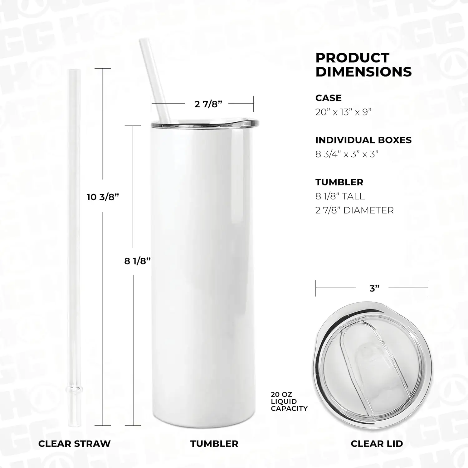 20oz Sublimation Tumbler (24 Units), Double Wall Vacuum Insulated Stainless Steel Sublimation Blanks,Tumblers with Lid and Straw