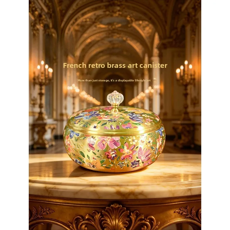 Brass fruit plate light luxury high-end living room coffee table ornament, candy jar household snack dried fruit plate gift
