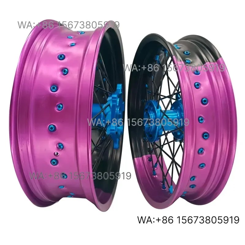 For  Wmwmnu Wholesale Price 17 Inch Supermoto Aluminum Alloy Anodized Spoke Wheel Set  YZF250 Motard