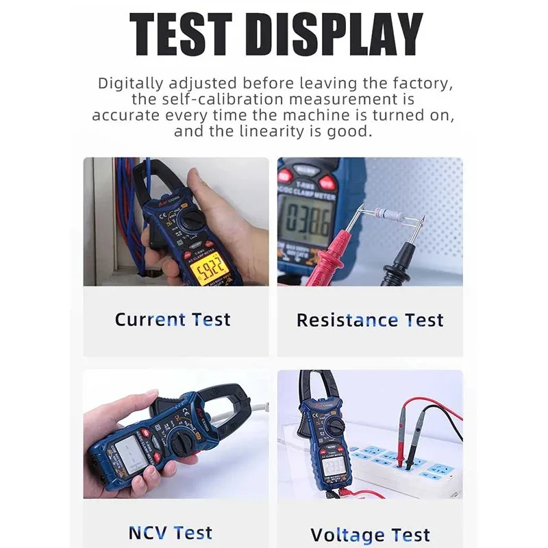 A-BF CS206B/CS206D Digital AC/DC Clamp Meter True RMS Auto Range Multimeter MAX/MIN NCV Current Voltage Temp Capacitor Tester