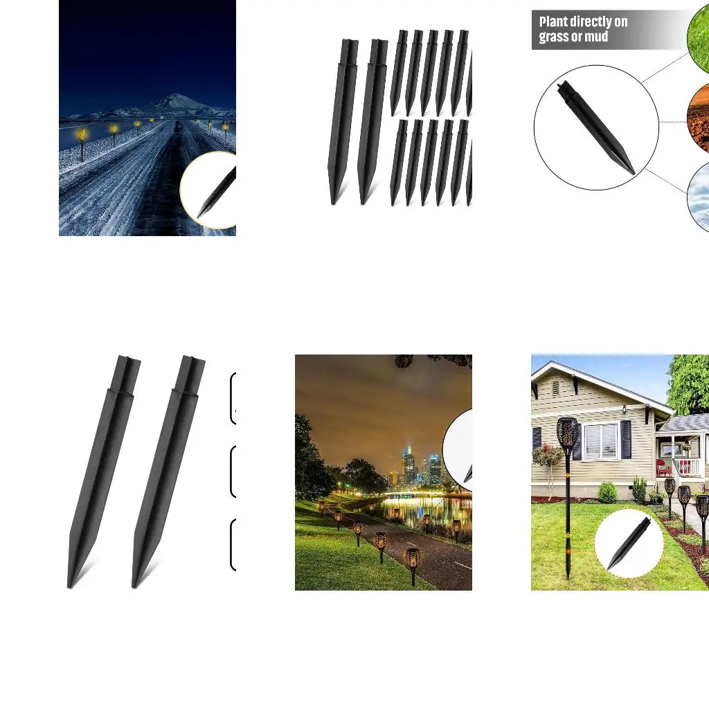  16Pcs Plastic Ground Spikes Stakes Replacement Solar Lights Spikes Pathway Markers Solar Torch Garden Lights Stakes