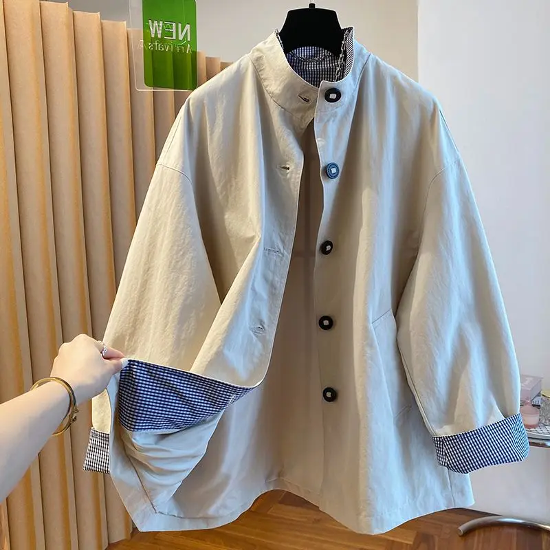 

2026 Spring/Summer New Women's Windbreaker Coat Loose Splicing Casual Windbreaker