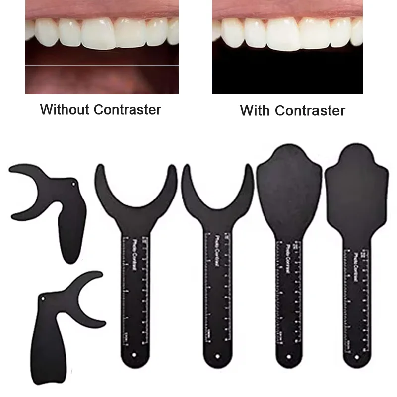 6PCS Dentist Dental Photo Contrast Black Background Board Orthodontic Photographic Photo Image Contrast Plate Dentistry Material