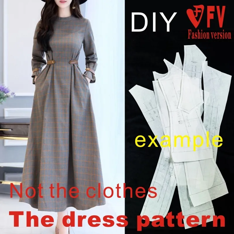 Long skirt pattern women's long sleeve dress pattern clothing design cutting drawings BLQ-329