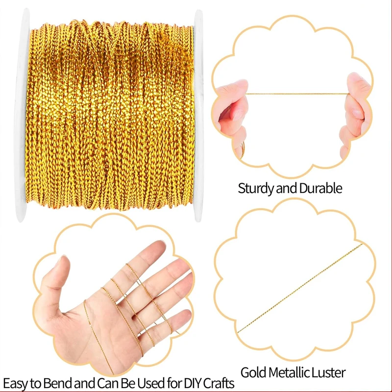 0,2–1,0 mm Gold-Silber-Terylen-Schnur, Lametta-Seil für Armband, Halskette, DIY-Quasten, Perlen, hängende Dekoration, Schmuckherstellung, Geschenk – Detail 8