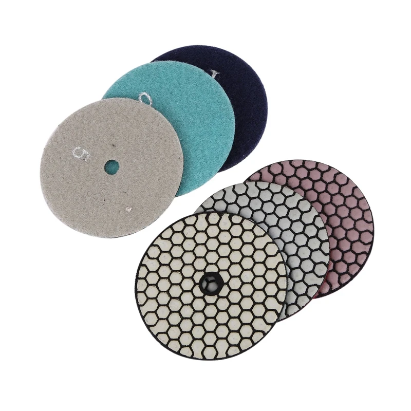

6 Pcs 100 Mm Dry Polishing Pad 4 Inch Sharp Type Diamond Polishing Pads For Granite Marble Sanding Disc For Stone