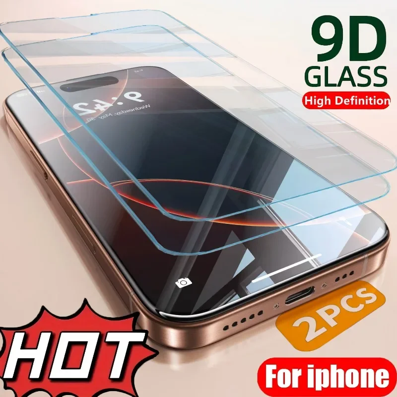 

2pcs Tempered Glass Screen Protector for IPhone 11 12 13 14 15 16 Pro Max Plus X XS XR 16E Glass High-definition Transparency