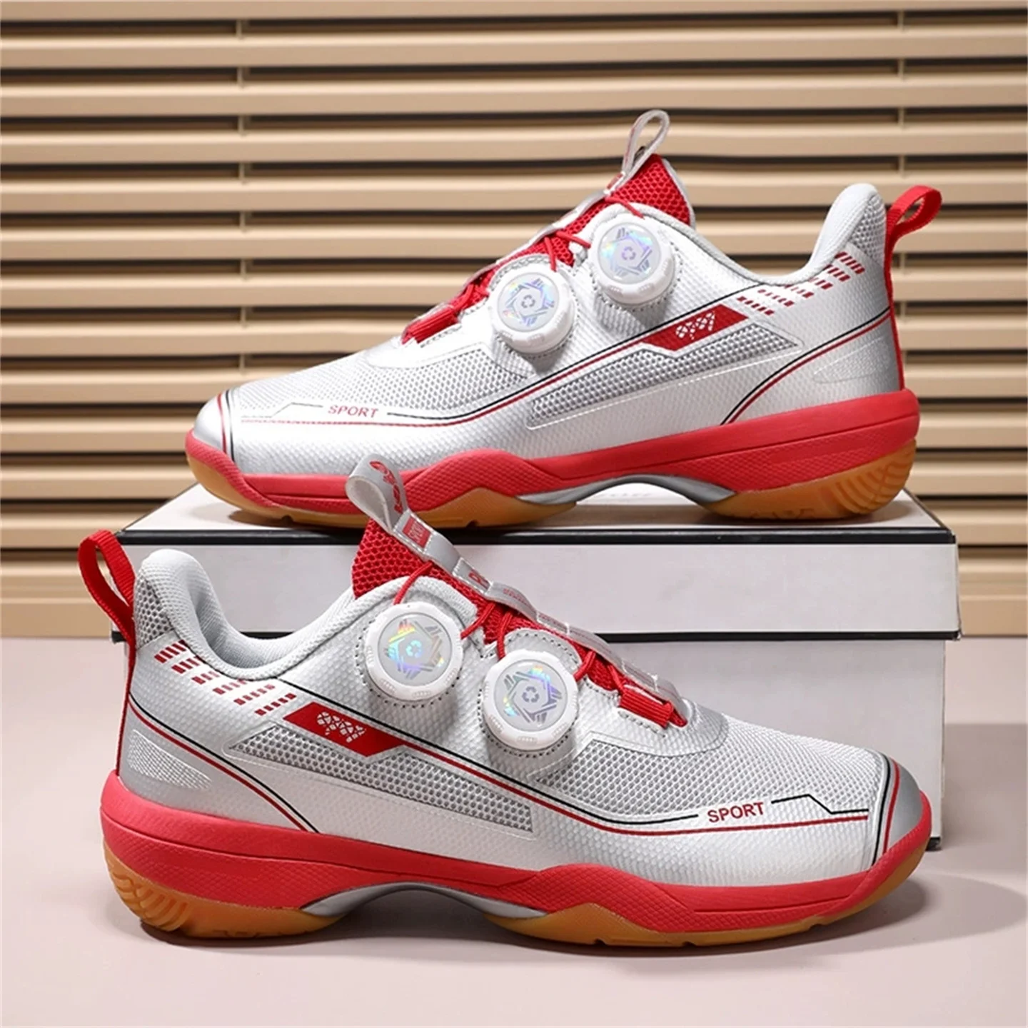 Pickleball/Badminton/Tennis Shoes - Rotating Buckle, Cushioned Bounceback, Shock-Absorbing, Men/Women Running Training Sneakers
