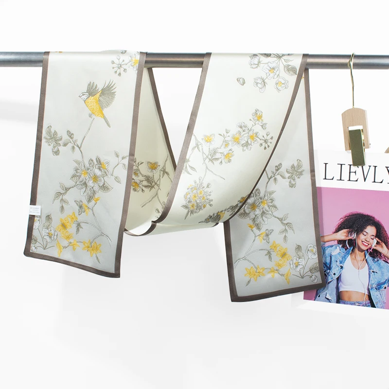 100% Mulberry Silk Fashionable Printed Long Scarf,Women's Elegant Scarf,Scarf Ribbon,Multifunctional Headband,Bag Tie