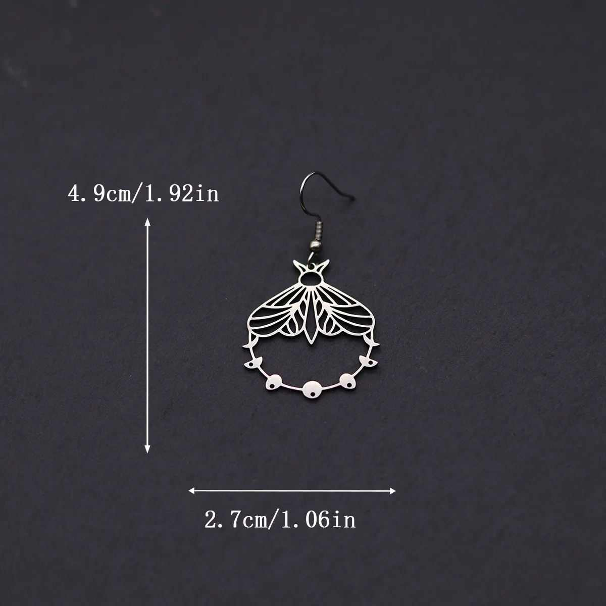 Kinitial Moth Phase of the Moon Hanging Earrings For Women Fashion Stainless Steel Dangle Earring Jewelry Gifts