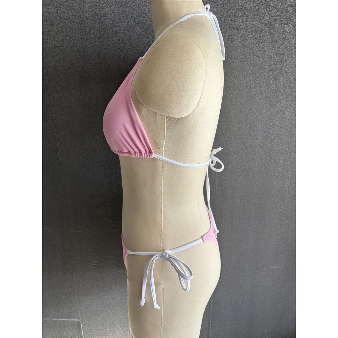 S - XL Sexy Neckholder-Bikini mit hohem Beinausschnitt, Damen-Badeanzug, zweiteiliges Bikini-Set, Badebekleidung, Badeanzug, Schwimmbekleidung V6244 – Detail 16