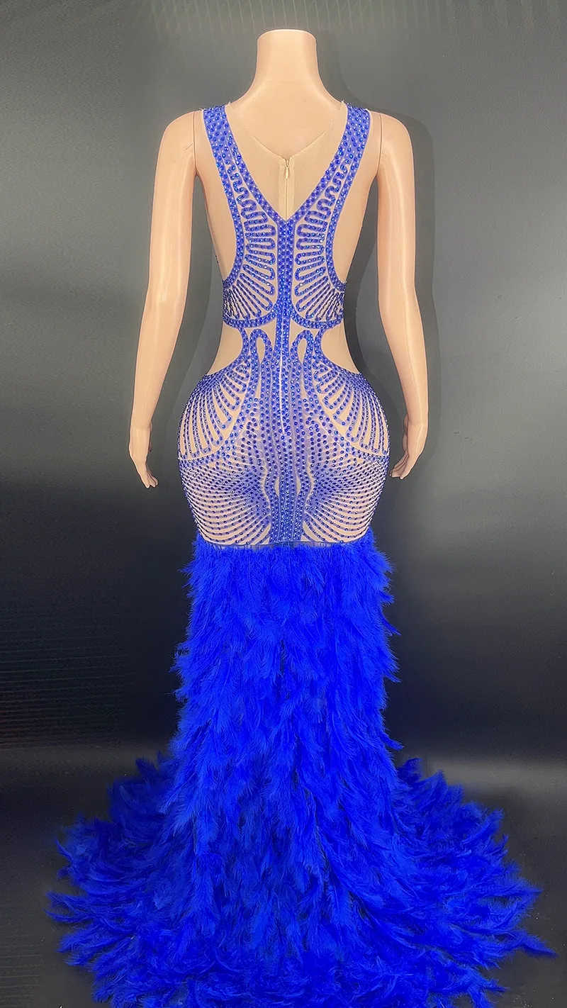 الماس عيد ميلاد لامعة الماس ريشة فستان الزفاف الأرجواني فتاة حورية البحر الكرة مساء فستان Vestido De Gala Noche Mujer Elegante