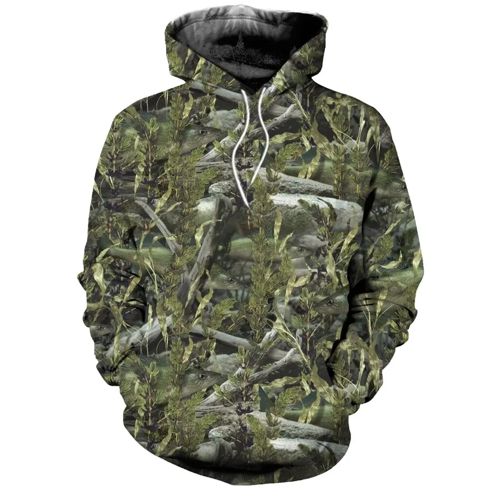 Animal Hunter Pattern Men\'s Hoodie 3D Printed Pullover Camouflage Men\'s Clothing Fashion Sweatshirt Autumn Casual Oversized Top