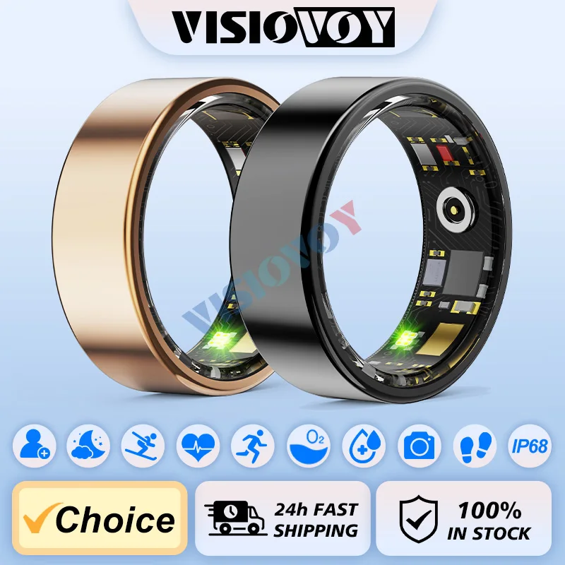 

Visiovoy D52 Smart Ring 2024 Sleep Monitoring IP68 Waterproof Heart Rate Blood Oxygen Monitor Sport Mode Epoxy Resin Material