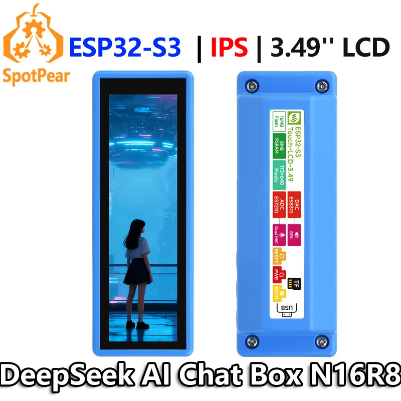 ESP32-S3 3.49 بوصة تعمل باللمس DeepSeek AI Chat Box 3.49 بوصة شاشة سعوية 172 × 640 N16R8 مجلس التنمية لـ XiaoZhi #1
