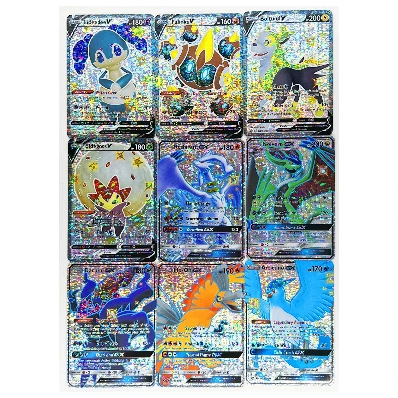 PTCG Pokemon Kaarten 53 Piezas Charizard Greninja Tarjeta de colección refractiva Celebración de cómic para niños, juego de cartas, juguetes, regalos