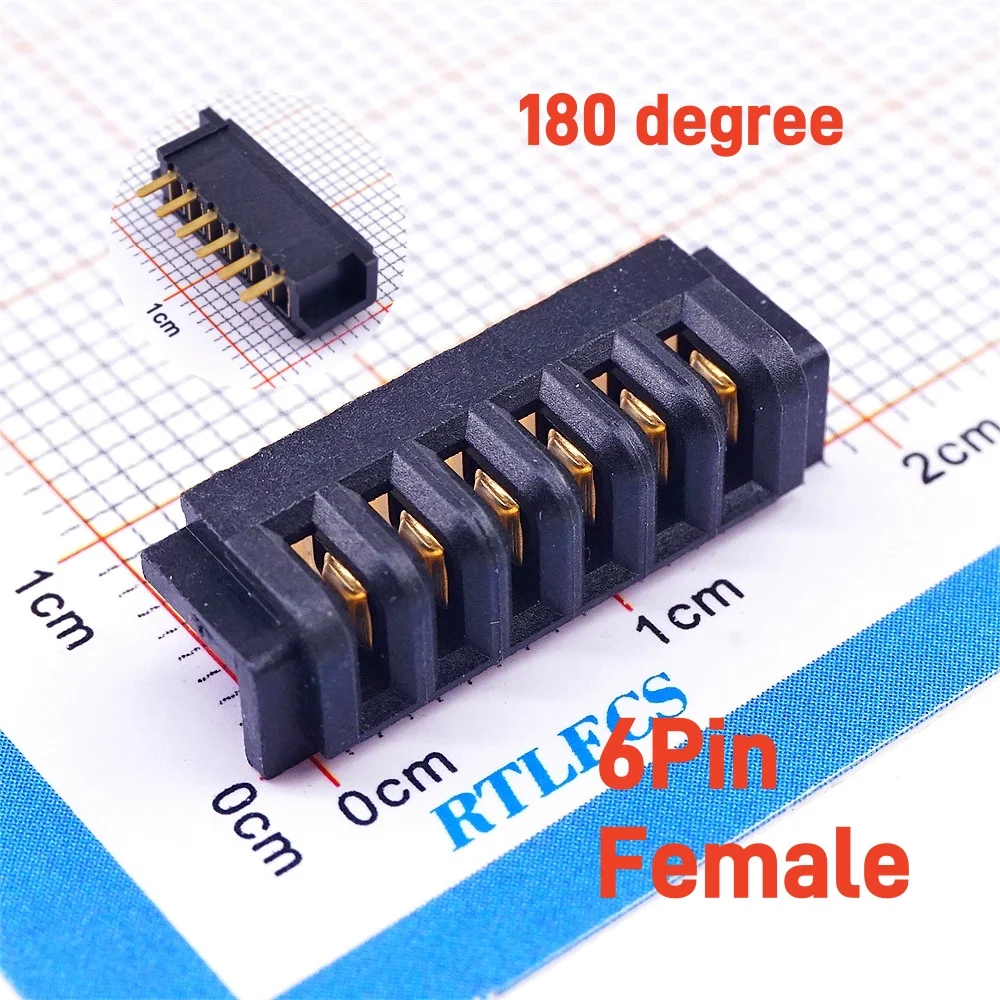 10 Pairs Notebook 2.5 mm 6 Positions Female Blade Socket Receptacle Male Header Battery Connector Right Angle Through Holes 7A