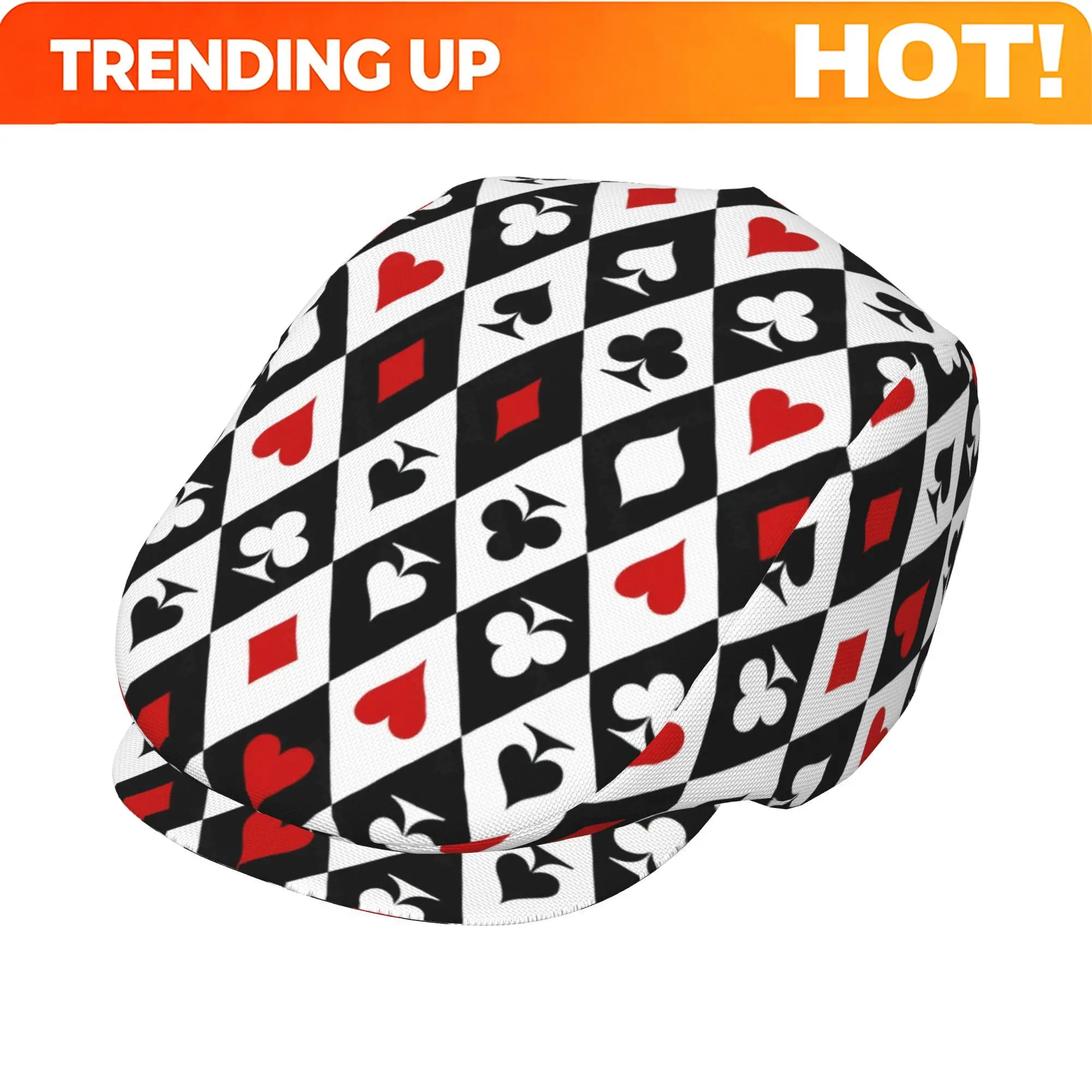 Black And White Square Poker Suits Men Beret Hat Polyester Adjustable Newsboy Hats Cabbie Gatsby Cap Driving Flat Caps Women Cab
