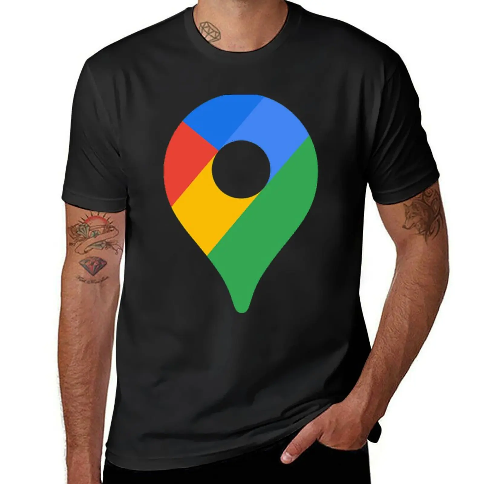 T-shirt ícone do Google Maps masculina, tops bonitos, roupa estética para menino, grande e alta