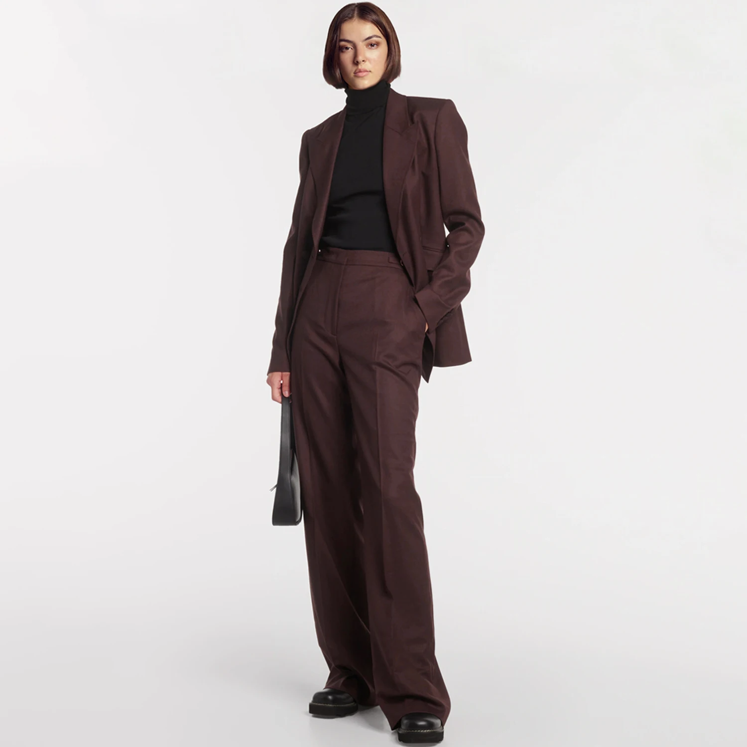 

Allingentle Brown Bell-Bottom pantsuit Women's 2 Piece Suit Set Business Party Office Work Outfits Customize