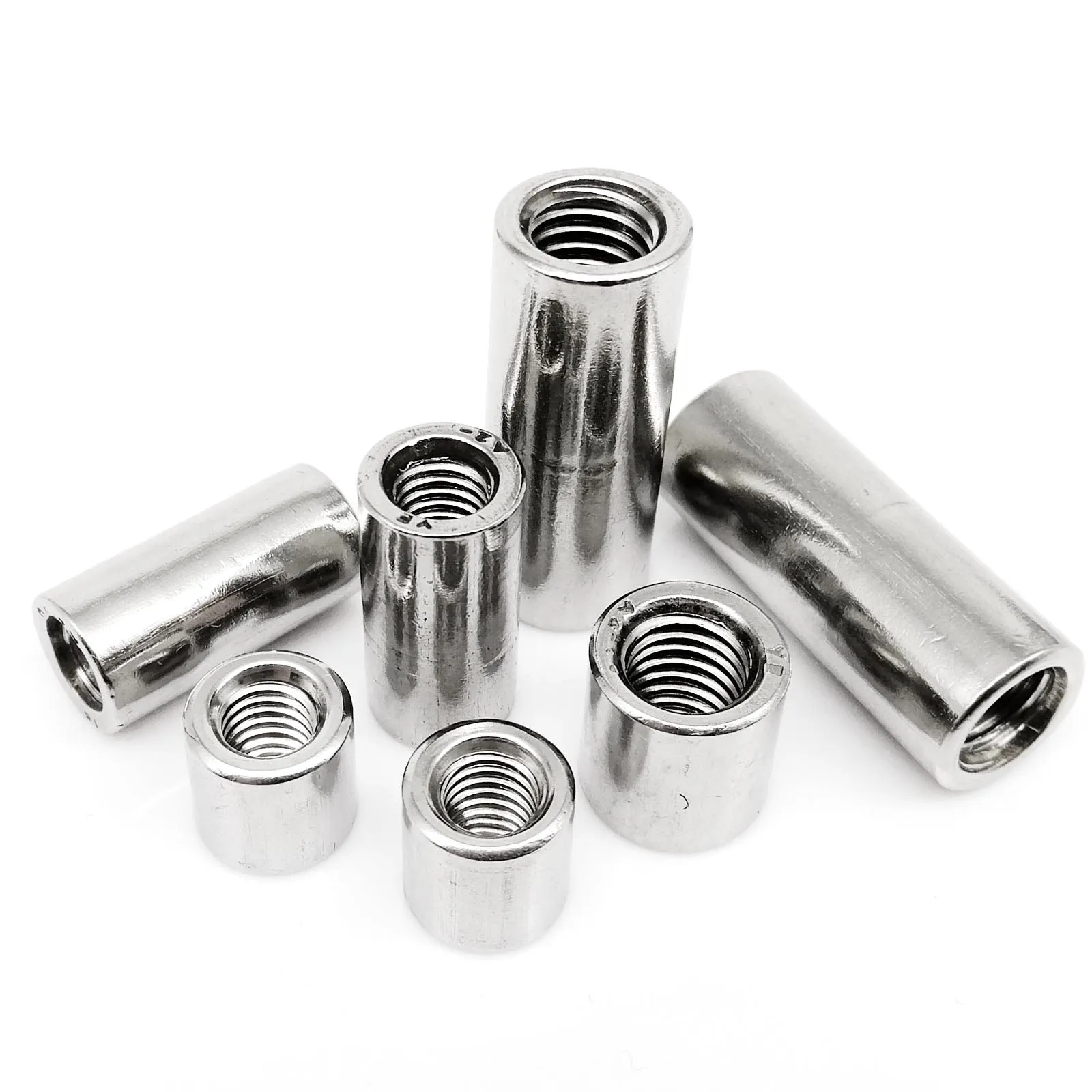 M3 M4 M5 M6 M8 M10 M12 304 Stainless Steel Extend Long Lengthen Round Coupling Nut Connector Joint Sleeve Nut High Quality