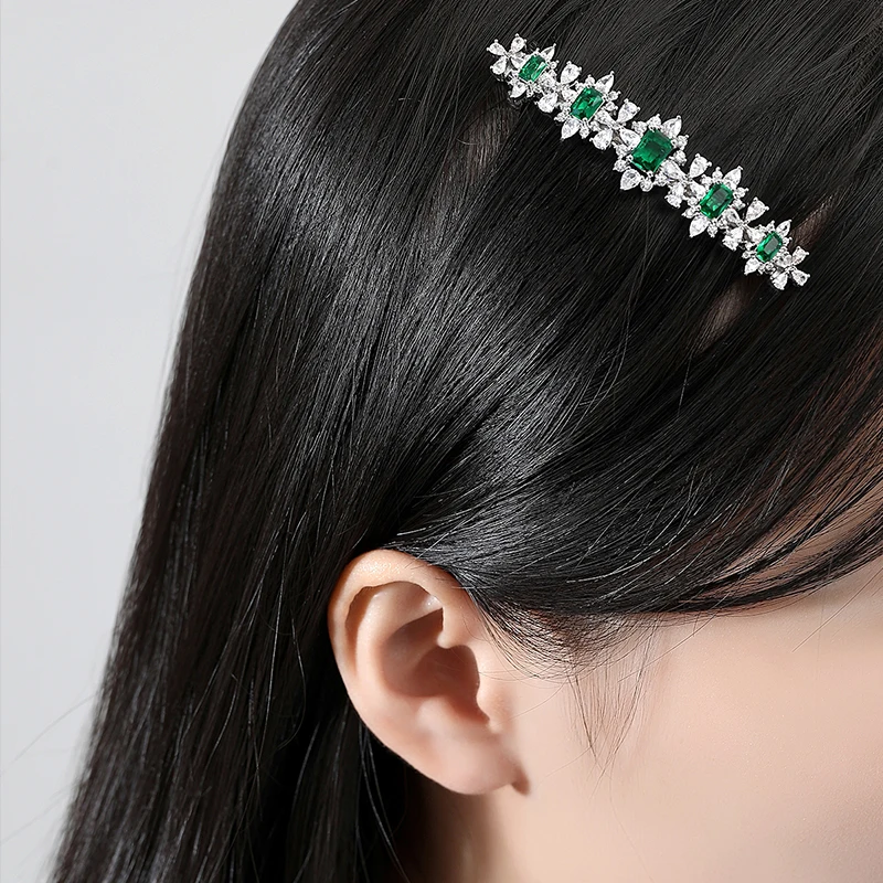 LUOTEEMI Fashion Wedding Hairpins New Statement Vinatge CZ Barrettes for Women Wedding Party Hair Jewelry Brilliant Accessories