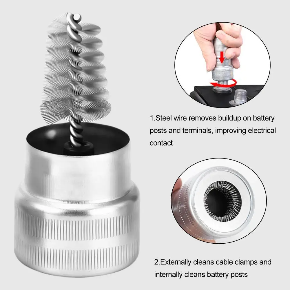 Professional Battery Terminal Cleaning Tool Cleaner Brush For Corrosion Removal On Automotive Battery Posts And Cables