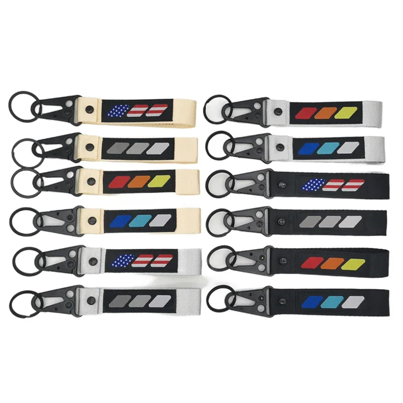 NEW JDM Key Tag Racing Car Motorcycle Keychain Ring US Flag Lanyard Cars Tri Color Grill Keyring Strap Accessories For Toyota