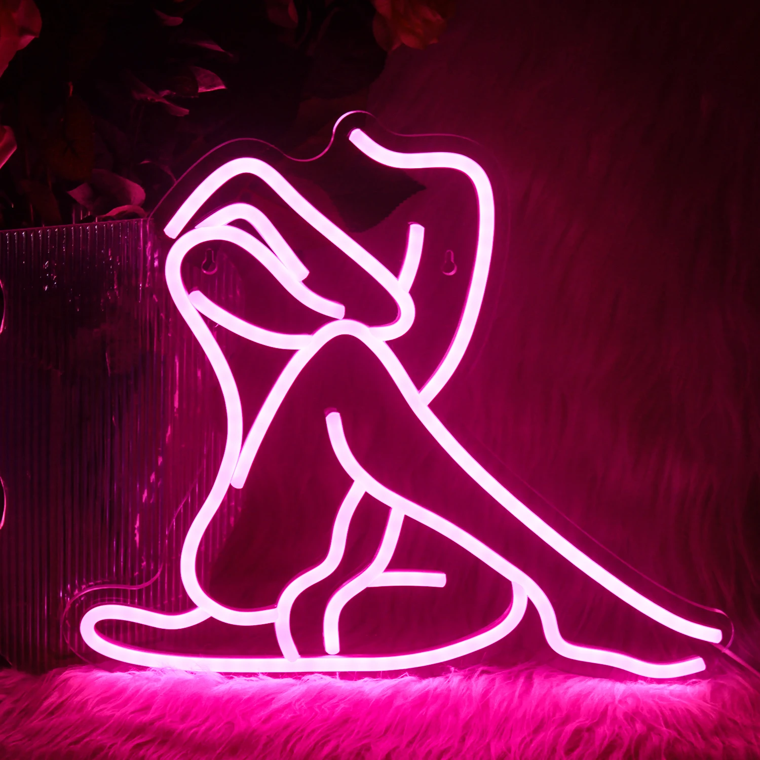 Yoga Lady Sexy Woman Body Neon Signs Pink LED Light Home Boy Girl Bedroom Party Bar Night Club Room Neon Sign Bed Wall Decor