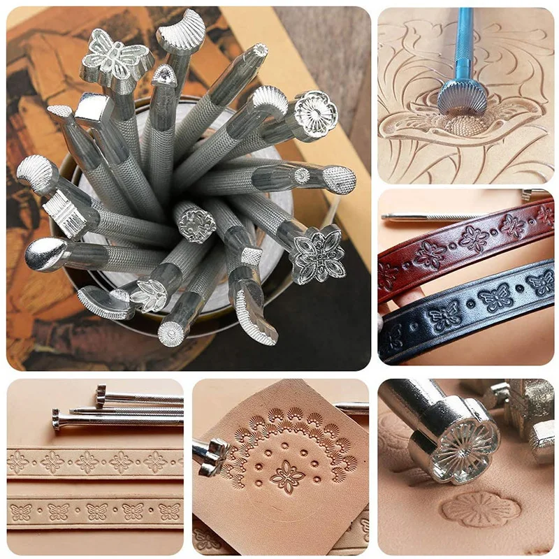 

DIY leather tools leather carving printing tools 20 pieces set of printing punch leather leather bag belt carving printing mould