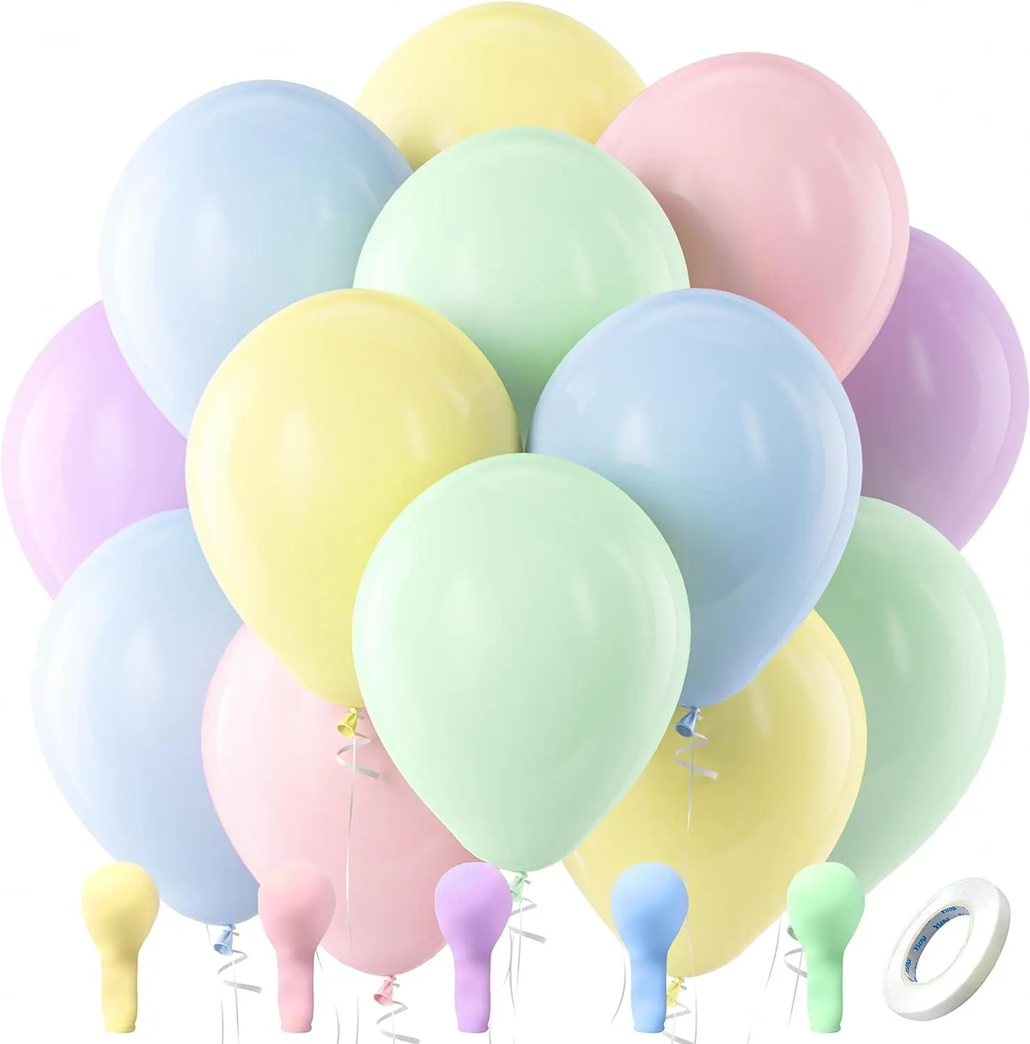 

100 Pack 10 inch Pastel Balloons Latex Party Balloons, Round Helium Multicolor Macaron Balloons for Birthday Rainbow Party Baby