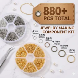 4/5/6/7/8/10mm Open Jump Rings for Jewelry Making, Bronze, Gold, Silver, Open, Split Rings, Link Loop, DIY Findings, 1 Set Box