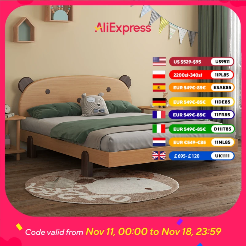 

House Wooden Decoration Kids Bed Europe Headboard Single Modern Style Baby Bed Bedroom Design Camas Infantiles Kids Furniture