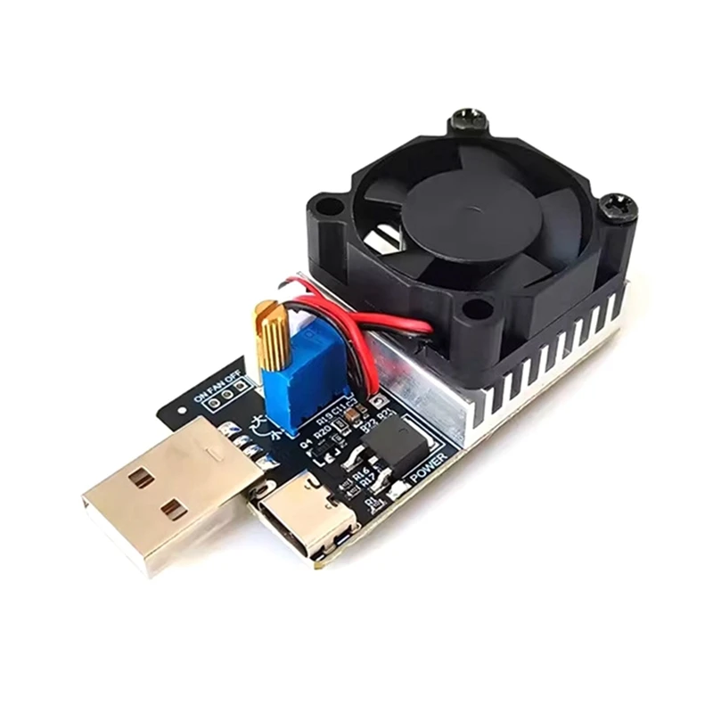 DC 3.7-20V 3A 25W 부하 테스터 전자 테스트 저항 모듈, USB 및 C 타입 인터페이스, 조정 가능한 정전류