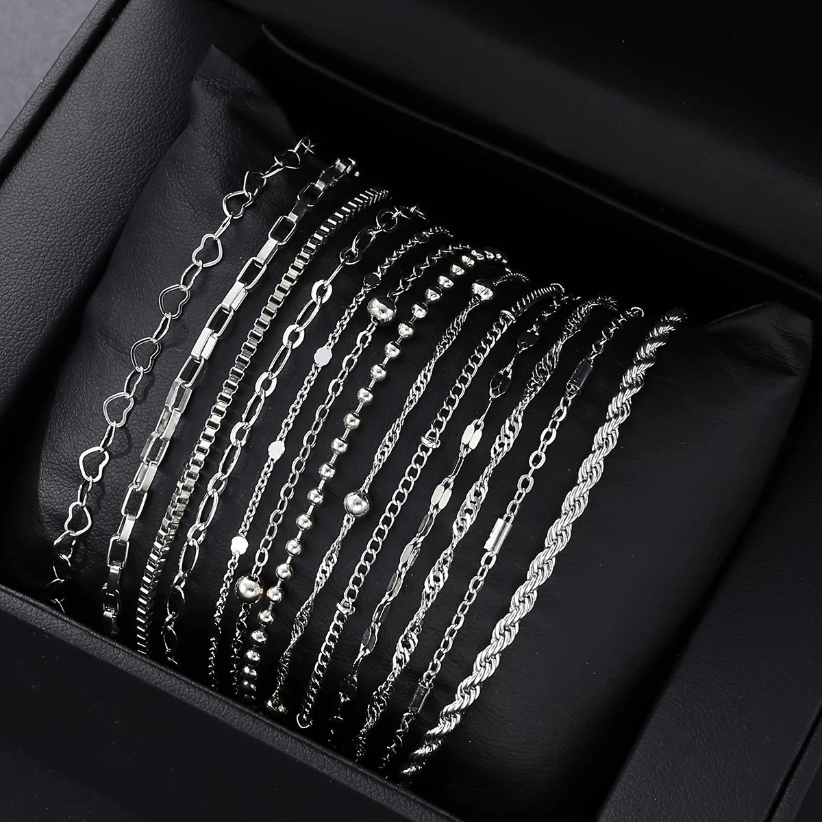 13Pcs/Set Stainless Steel Bracelet for Women, Silver Gold Color Multi Style Combination Chain, Waterproof Exquisite Jewelry Gift