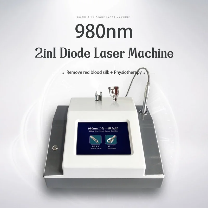 2 in 1 980nm เลเซอร์ไดโอดสีแดงเลือดผ้าไหมลบ Spider Veins Removal 30w เลเซอร์บรรเทาอาการปวด Body อุปกรณ์นวด