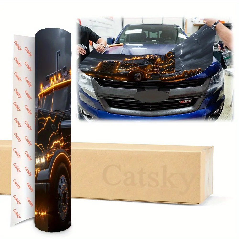 ملصق لف غطاء محرك السيارة من الفينيل لشاحنة الخيال العلمي، ملصق محرك السيارة، غطاء تغليف السيارة ذاتي اللصق مقاوم للماء، عالمي C #4