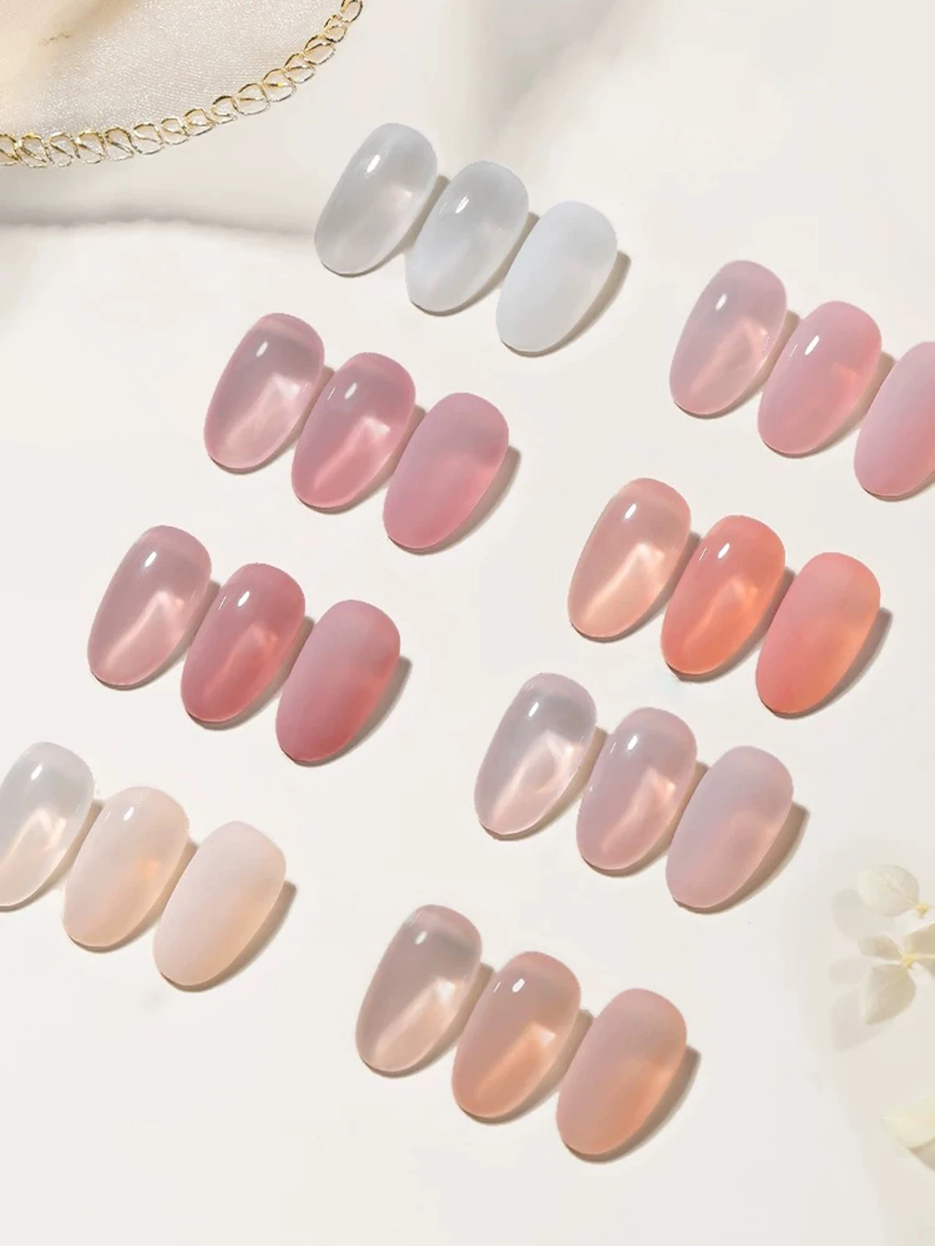 1/12PCS 2025 Nuova pelle idratante all'acqua trasparente giada pesca colore nudo gel smalto per le donne, regalo del salone, dura 28 giorni.