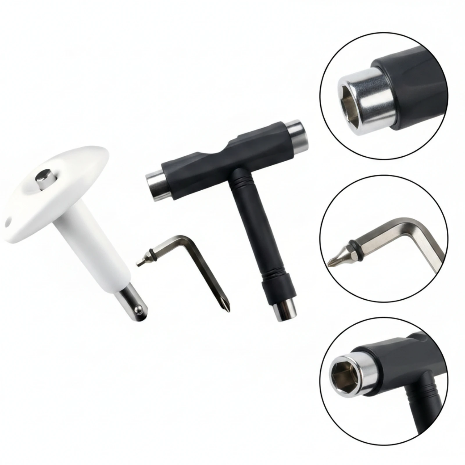 Skateboard T-Tool with Bearing Press Complete Skateboard Tool Kit Bearing Press Puller Compact T-Wrench Long-Lasting