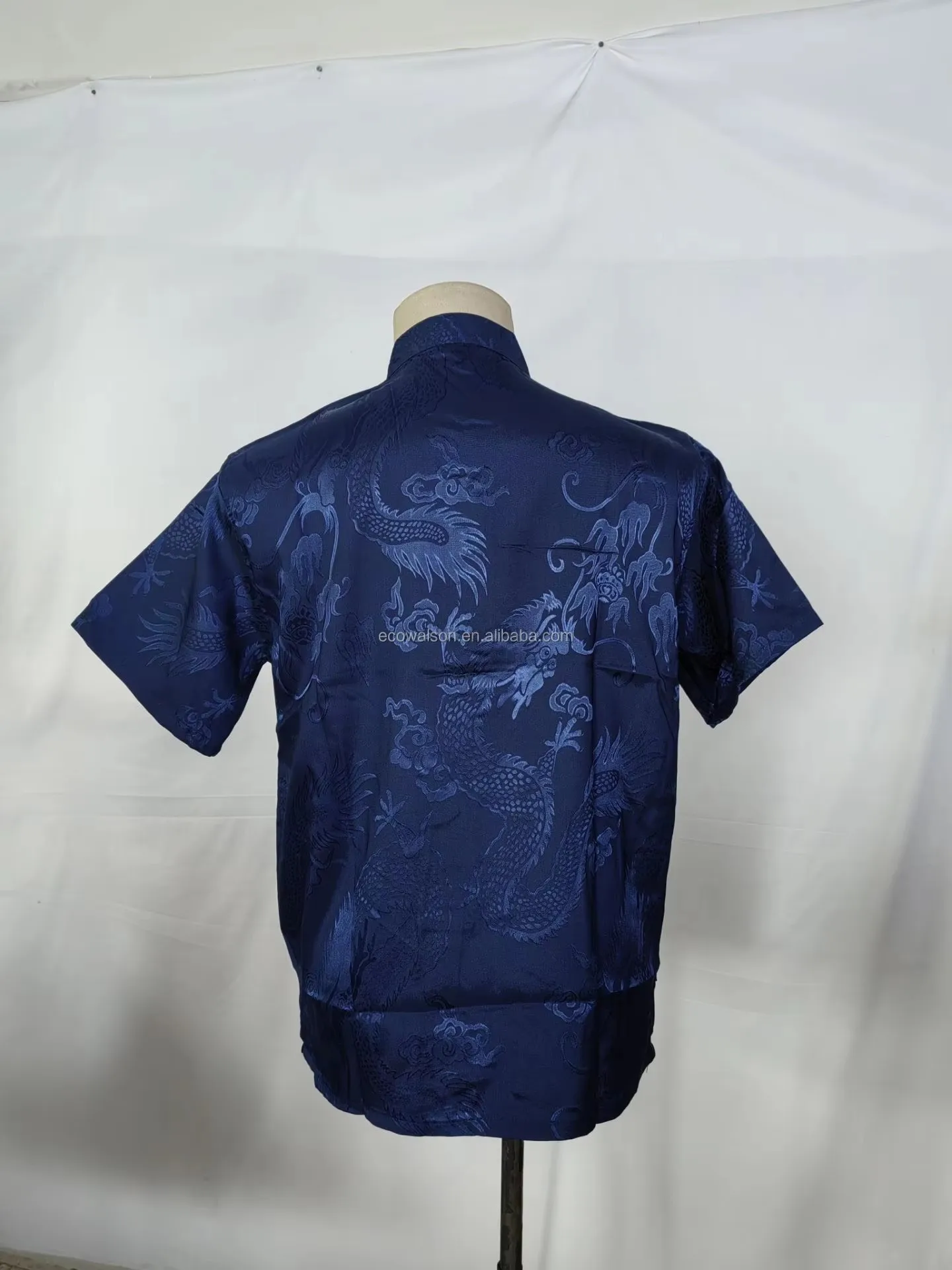 Traditionele Chinese Kleding voor Mannen Rode Tang Pak Hanfu Korte Mouw Vintage Kung Fu China Tops Borduren Kleding