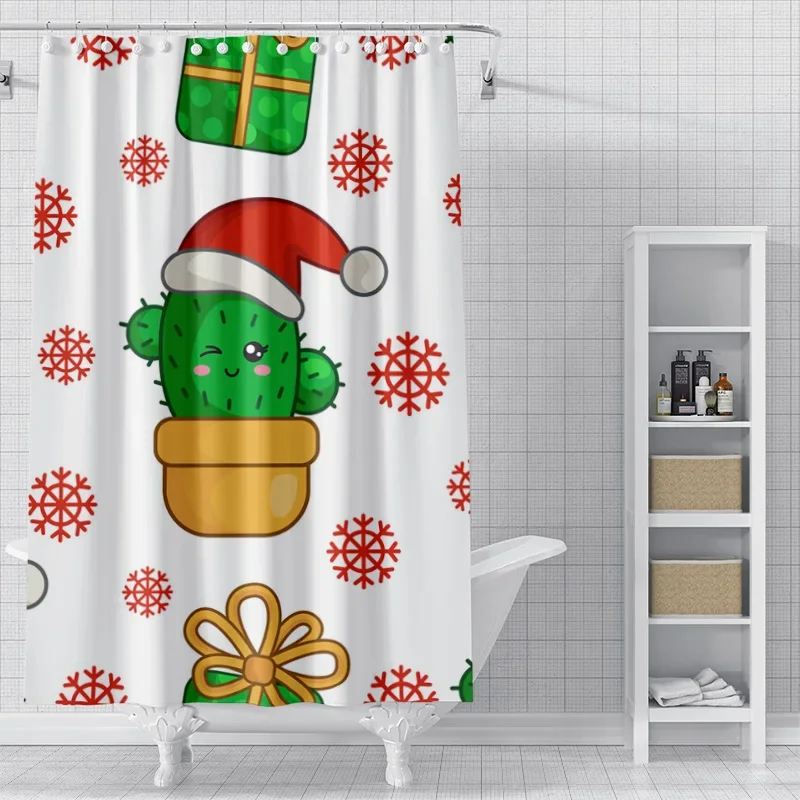 Home decoration shower curtains for bathroom waterproof curtain fabric Modern Nordic style Living Room Merry Christmas winter