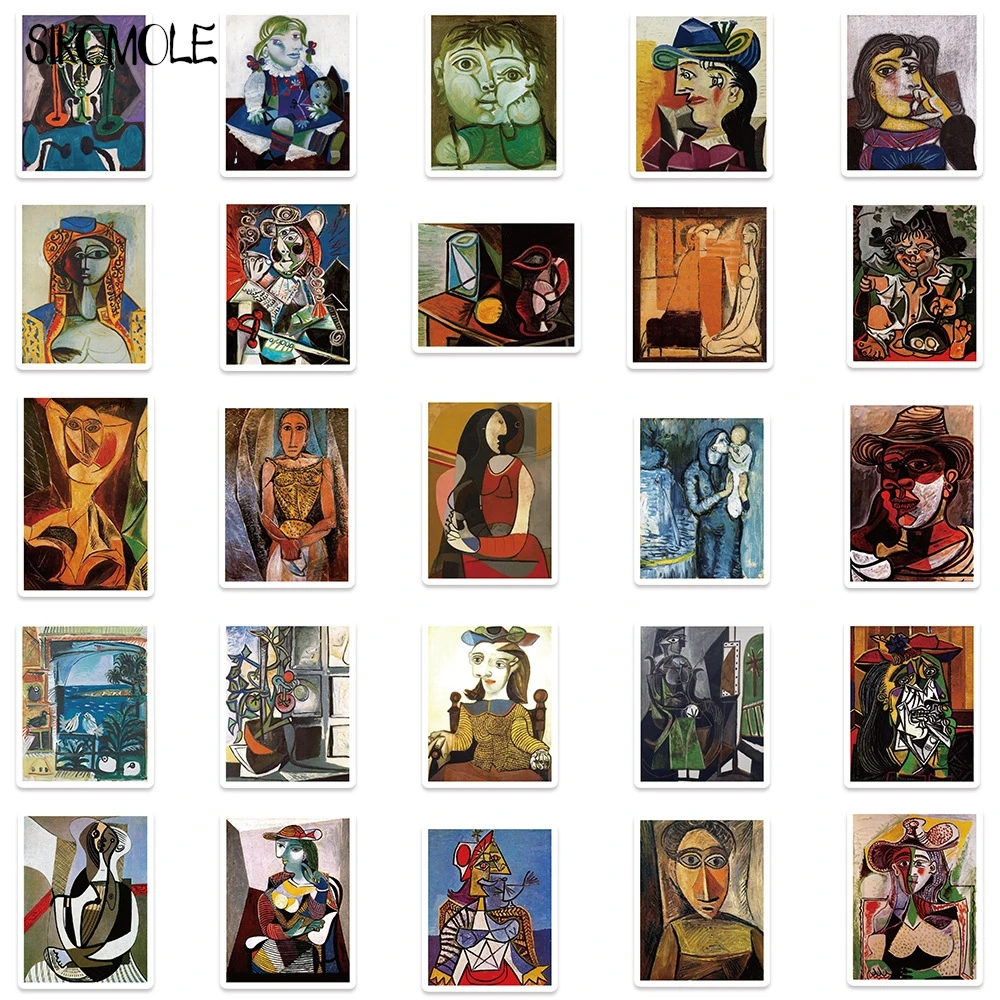 10/30/50PCS Retro Picasso ภาพวาดสีน้ํามัน PVC Graffiti สติกเกอร์ความงาม Art DIY ตกแต่งเด็กกระเป๋าเดินทาง Decal สติกเกอร์แพ็ค
