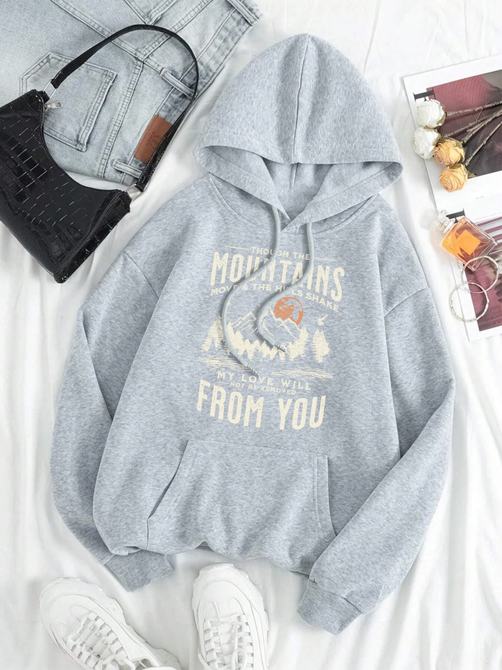 Mountains My Love Will From You Men Women Hoody Harajuku Warm Hoodies Fleece Pullover Sportswear Harajuku Loose Couple Clothing