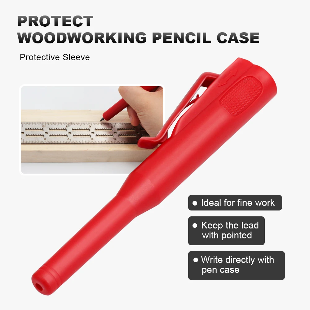 Professional 2.8mm Long Head Woodworking Pencil Set with 60pcs/box Lead Refill, for Carpenter Engineering Marking Scribing Tool